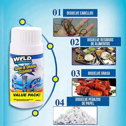 Wild Tornado Polvo Destapador de Tuberías